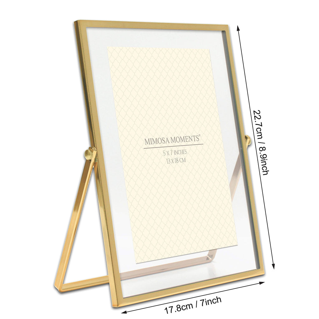 5x7 Brass tone Floating Metal Picture Frame