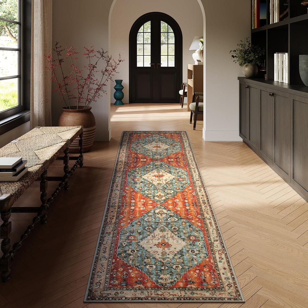 Felice Boho Tribal 2'6" x 10' Washable Runners s, Oriental Kitchen Runner Rugs Non Skid Washable, Oriental Soft Long