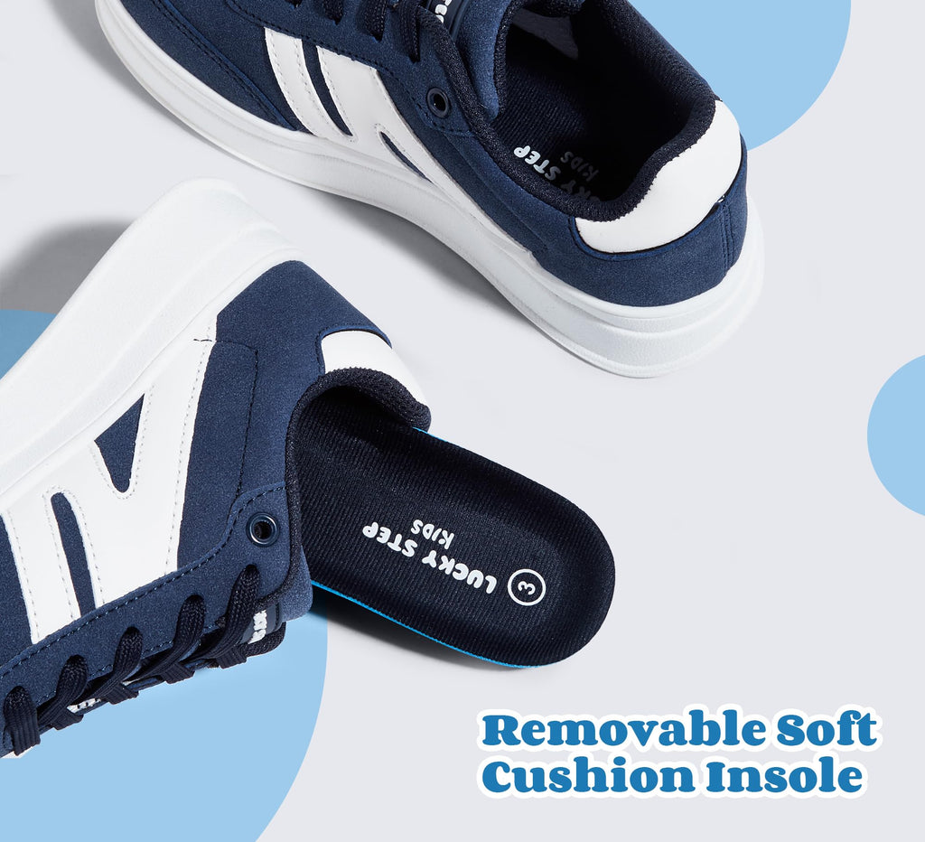 Boys Girls Platform Sneakers, Navy, 3