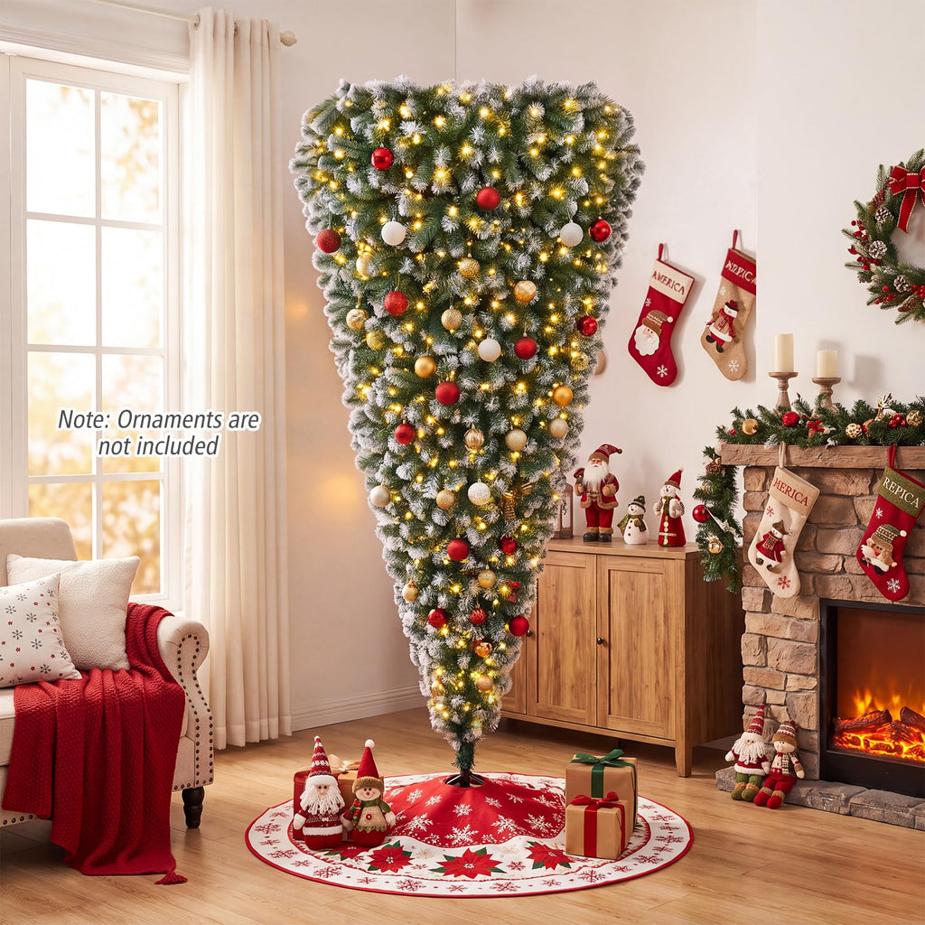 7.5ft Pre-Lit Upside Down Christmas Tree, Inverted Xmas Tree