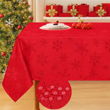 Rectangle Tablecloth 52x70 Inch, Waterproof Damask Table Cloth, Snowflake Patterns Fabric Table Cove