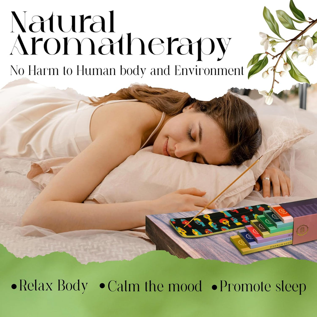 Natural Incense Sticks Variety Pack with Incense Stick Holder Organic Insence Sticks,120 Inscents-Sticks - Set of 6