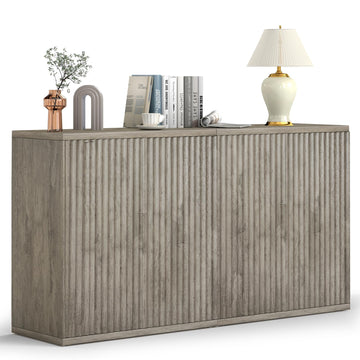 Fluted Sideboard Buffet Cabinet with Storage 2 Pack, Wood Sideboard Cabinet with Doors, Small Credenza Buffets &