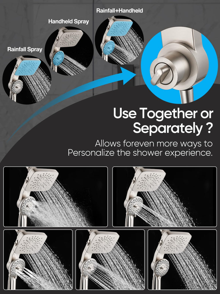 Dual Shower Head with Magnetic Handheld, Brushed Nickel