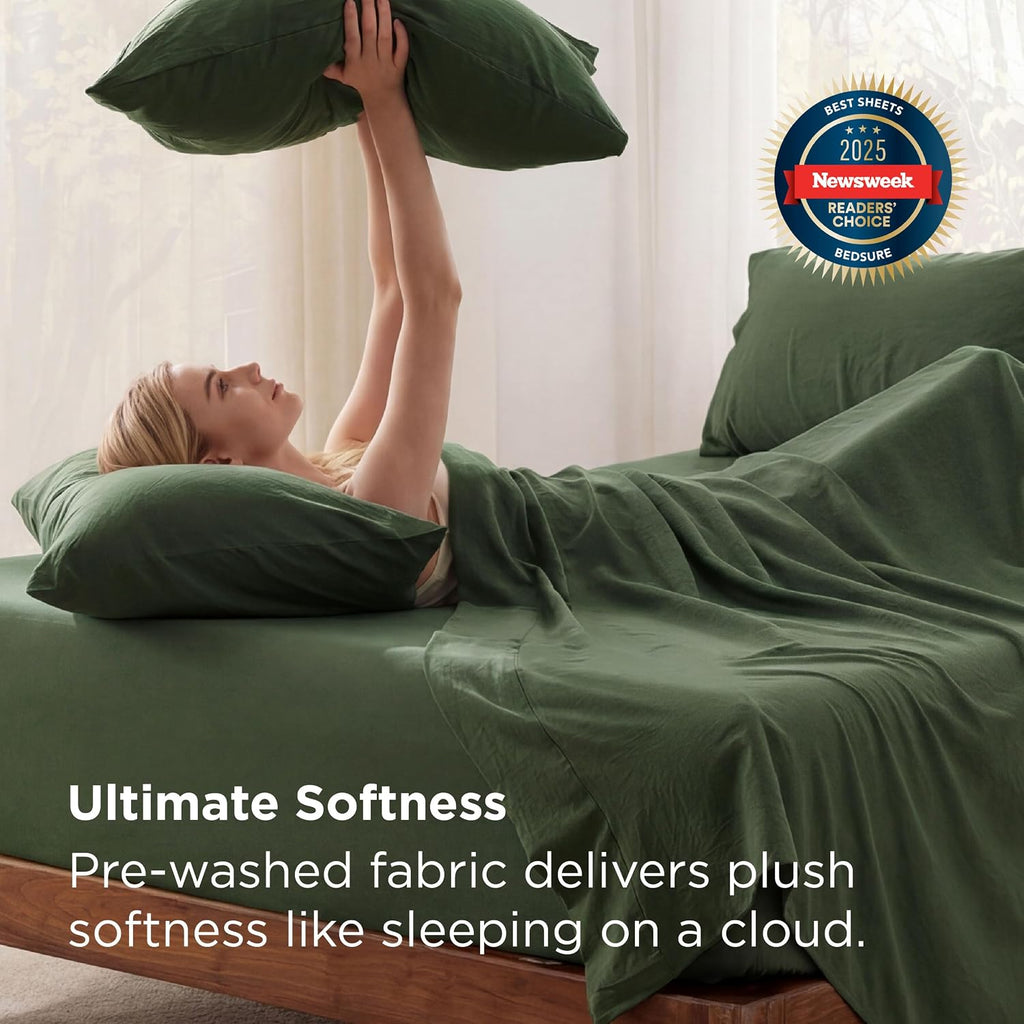 Deep Pocket King Sheet Set - 6 Piece, Prewashed Ultra-Soft King Sheets Set, Fits Mattresses Up to 18 Inches Thick