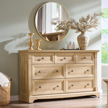 Rustic 7 Drawers Dresser, 54"W Wood Chest of Drawers