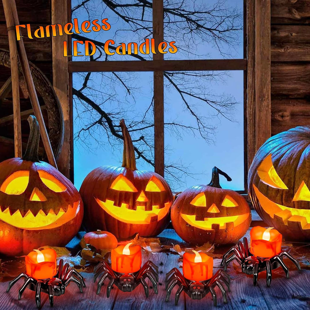 Halloween Tea Lights Candles, Battery Operated Flameless LED Candles - Set of 6