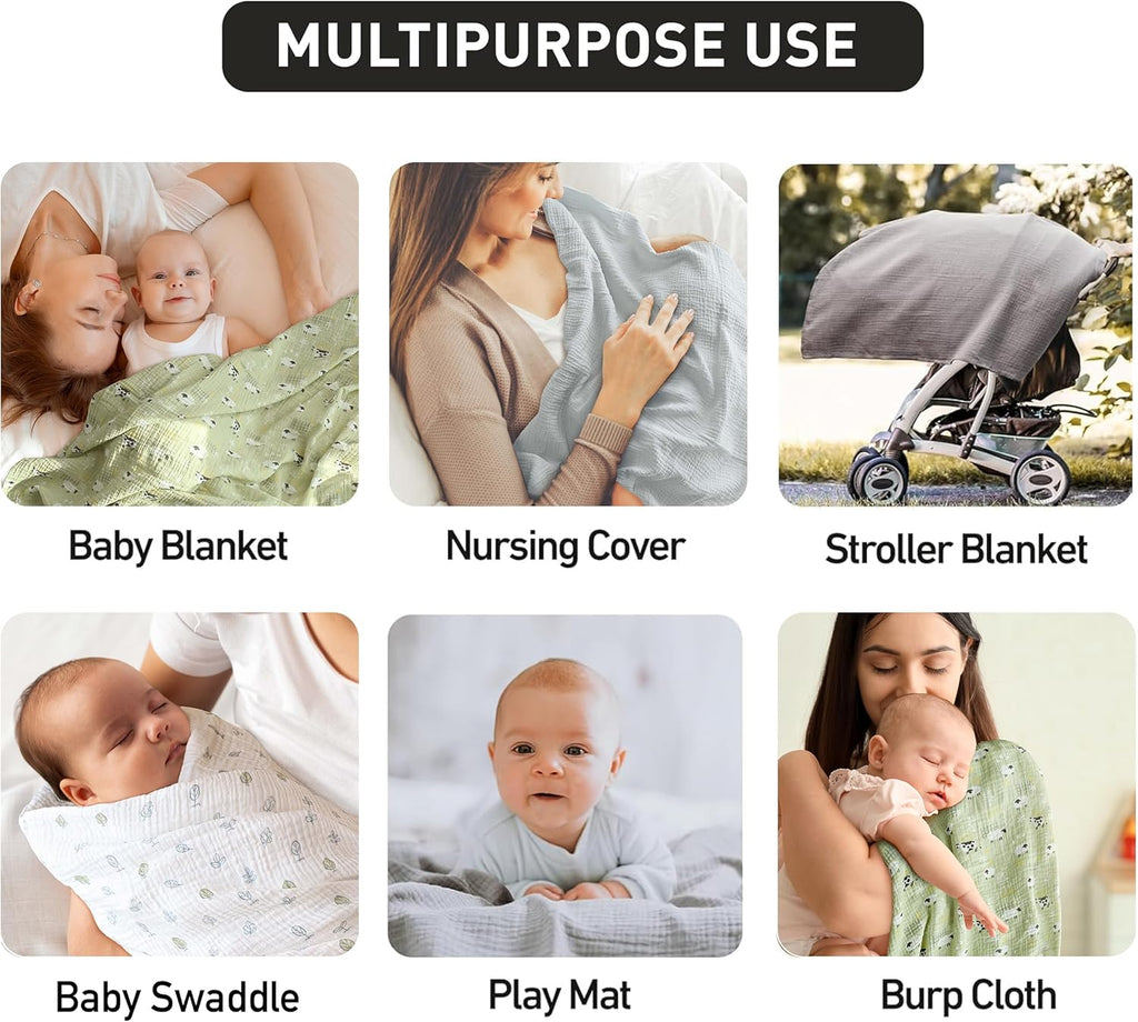 Muslin Swaddle Blankets, 3 Pack Breathable Soft Receiving Blanket, Large 38 x 40 inches Swaddle Wrap