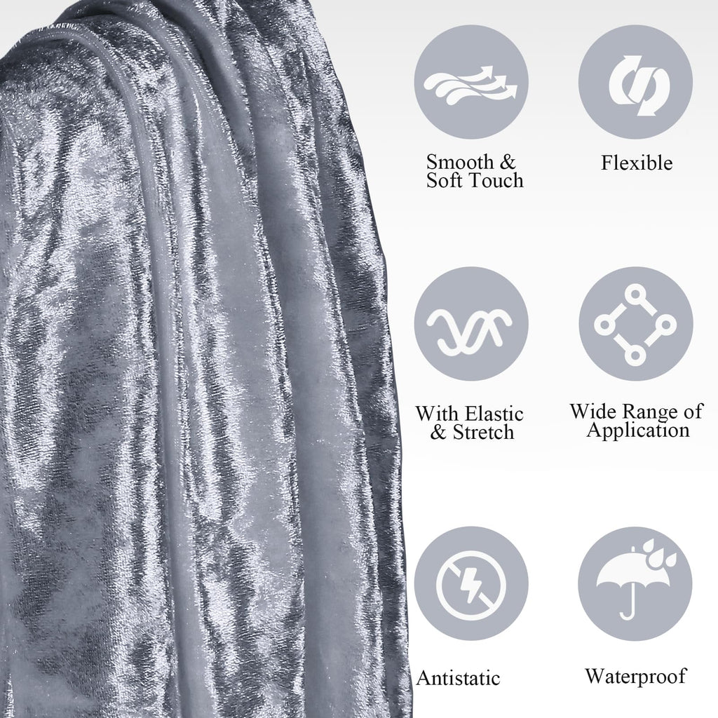 1 Yard 63" Wide Light Grey Stretch Crushed Velvet Fabric