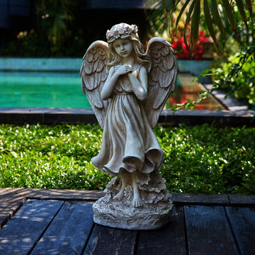 Garden Angel Figurines, Light Up Praying Angel Statues Outdoor Statue with Solar LED Lights , Lawn, Cemetary Grave