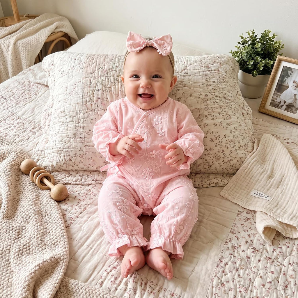 Newborn Girl Clothes Baby Ruffle Wrap Kimono Romper