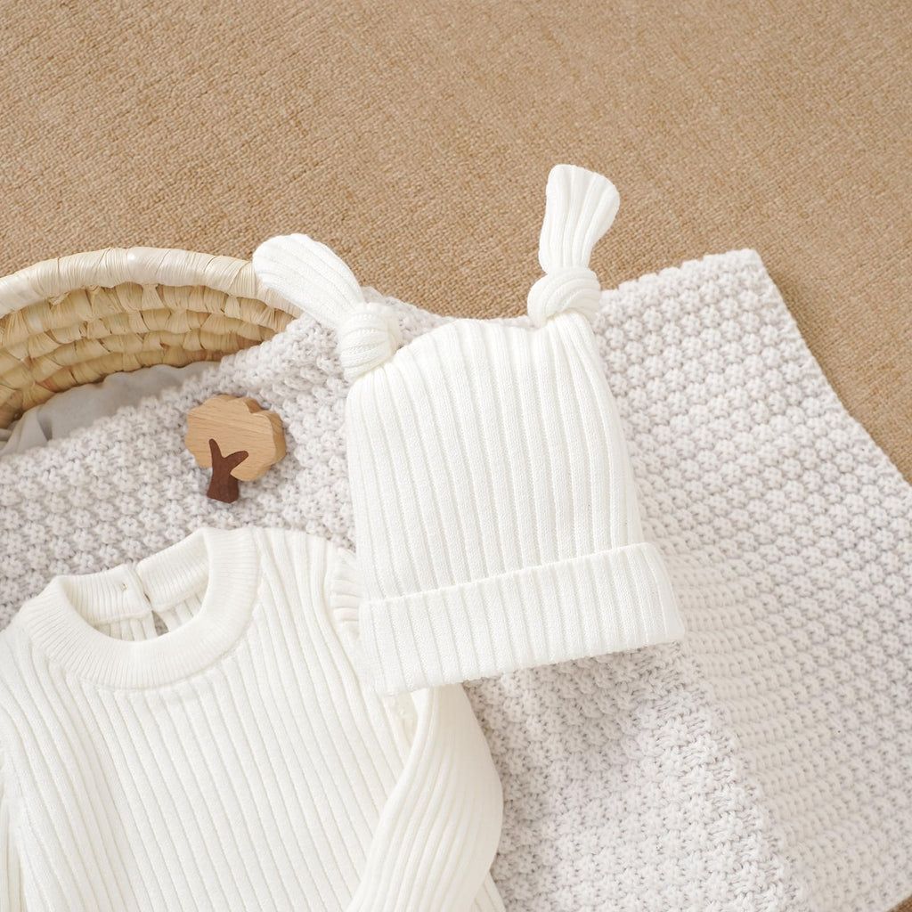 Baby Cotton Knit Romper & Hat Set