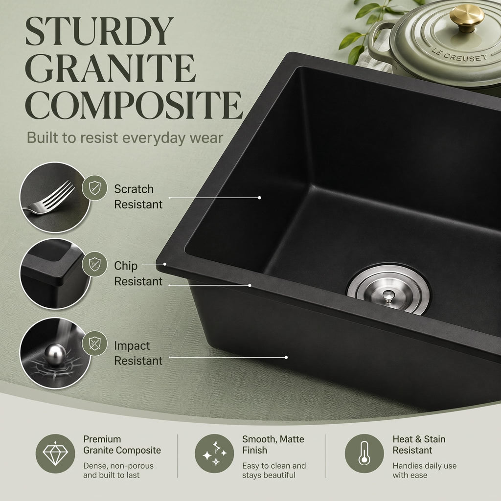 Black Bar Sink 15×17 Inch, Undermount & Drop-In Small Kitchen Sink