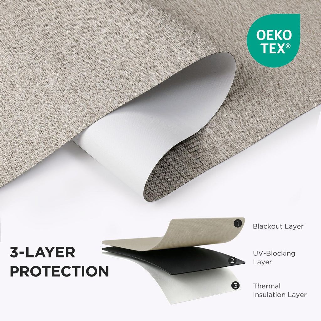 Blackout Roller Shades for Indoor Windows, Oatmeal