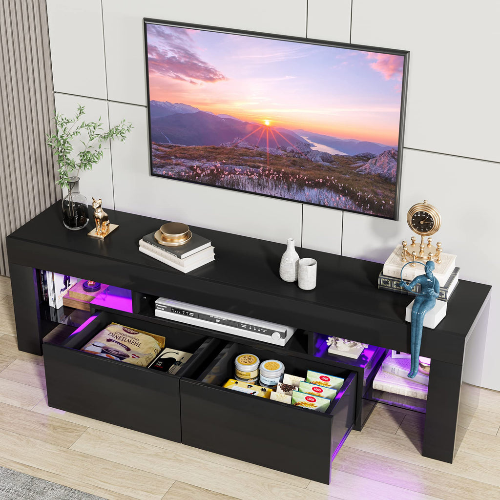 63 Inch Modern LED TV Stand for 70 Inch TV (Black)