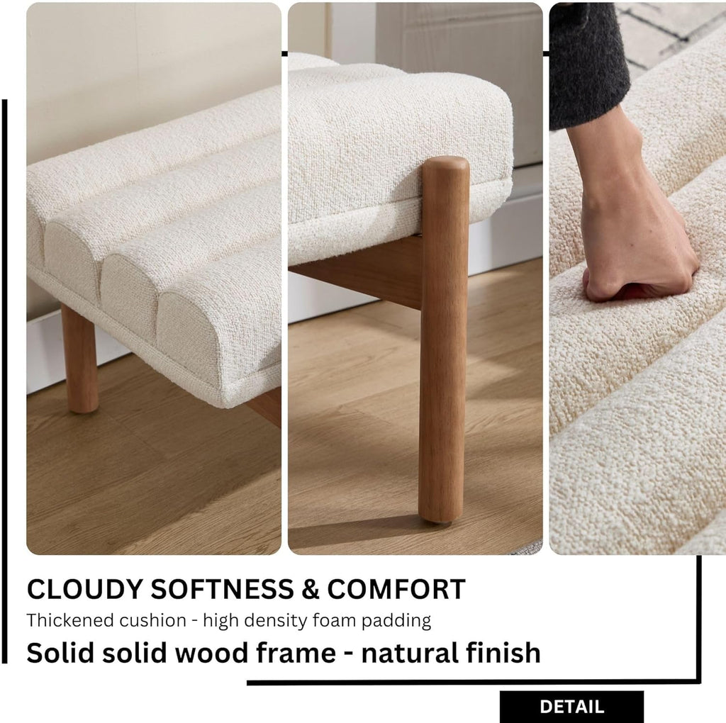 Modern Upholstered Bedroom Bench End of Bed, Comfy Modern Entryway Bench Solid Wood Frame, 47" Indoor Bench Dining