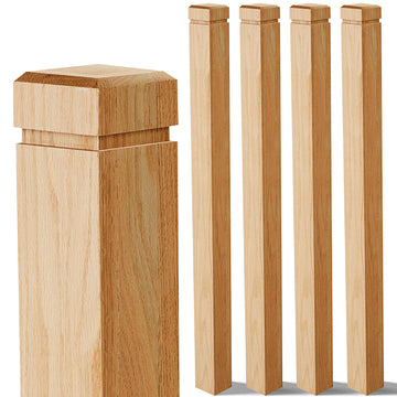 4 Pcs 3.5 x 48 Inch Red Oak Newel Post for Stair Handrail