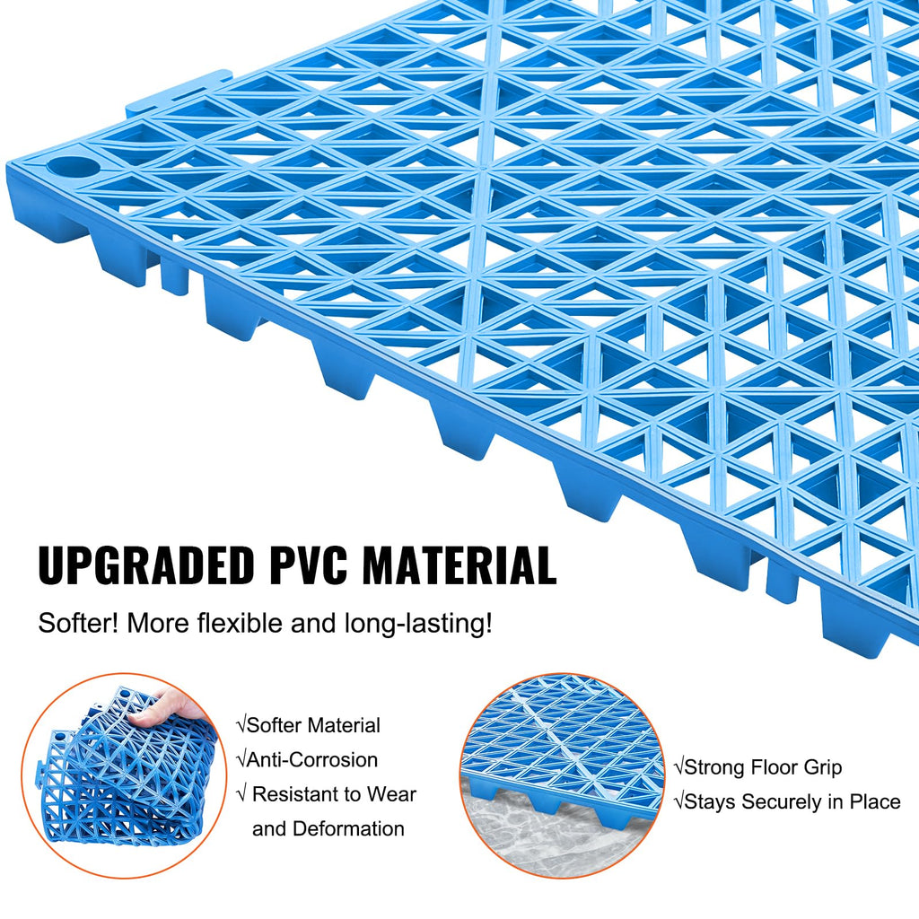 Interlocking Tiles 55 PCS Blue, Drainage Tile 12x12x0.5 Inches, Outdoor Floor Interlocking Deck Tile, Flooring for