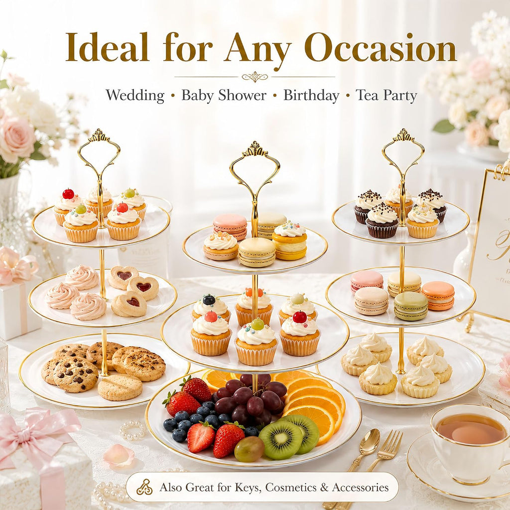 Cupcake Stand, Tiered Serving Tray for Dessert Display - Set of 3