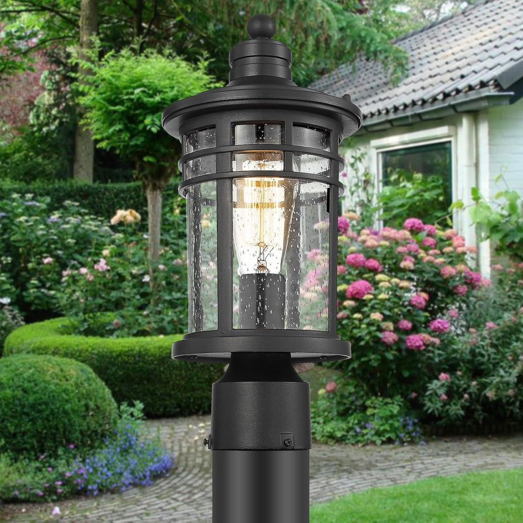 Outdoor Post Lights Lamp Posts Outdoor Lighting, Waterproof Aluminum Post Lights Outdoor Light Fixtures with Glass