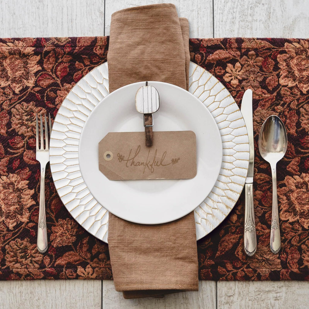 13" White Chargers for Dinner Plates, Decorative Charger Plates, Plastic Charger & Service Plate 6 Pack Table Setting