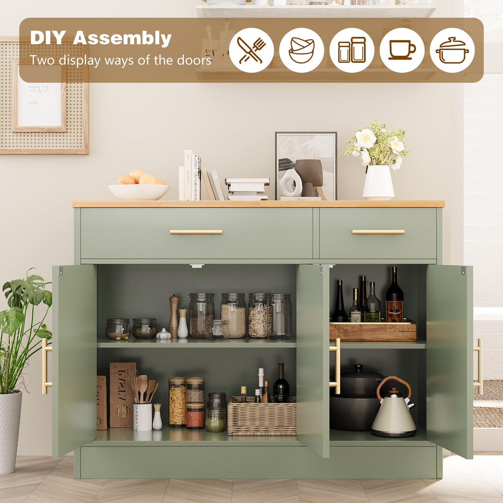 43" Farmhouse Sideboard Buffet Cabinet with Storage, Green