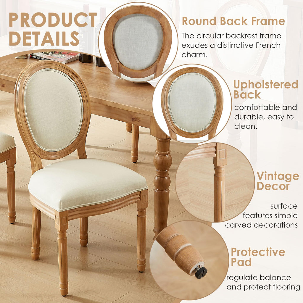 French Country Dining Chairs, Upholstered Dining Chairs Set of 4