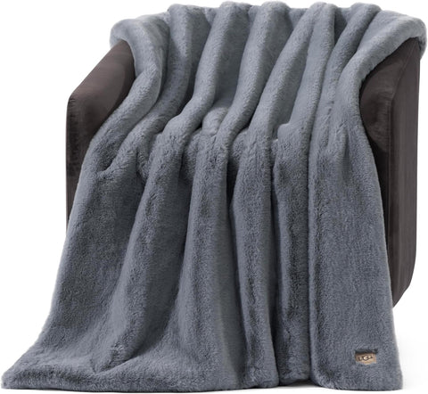 Euphoria Faux Fur Throw Blanket, Oversized Soft Throw, Luxury Room Decor, Giftable Fuzzy Blankets, Machine Washable