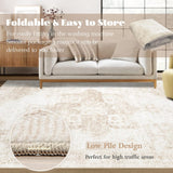 Area Rug 9x12 Washable Rug, Vintage Boho Medallion Rugs Non-Slip Soft Low Pile Large Distressed Rug 