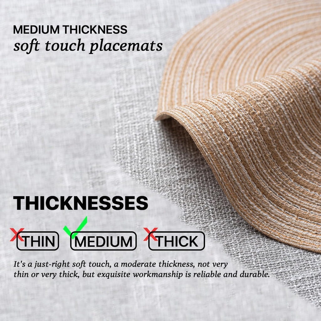 Round Placemats Woven Placemats Washable Braided Table Mats for Dining Table Heat Resistant Non-Slip Circle - Set of 6
