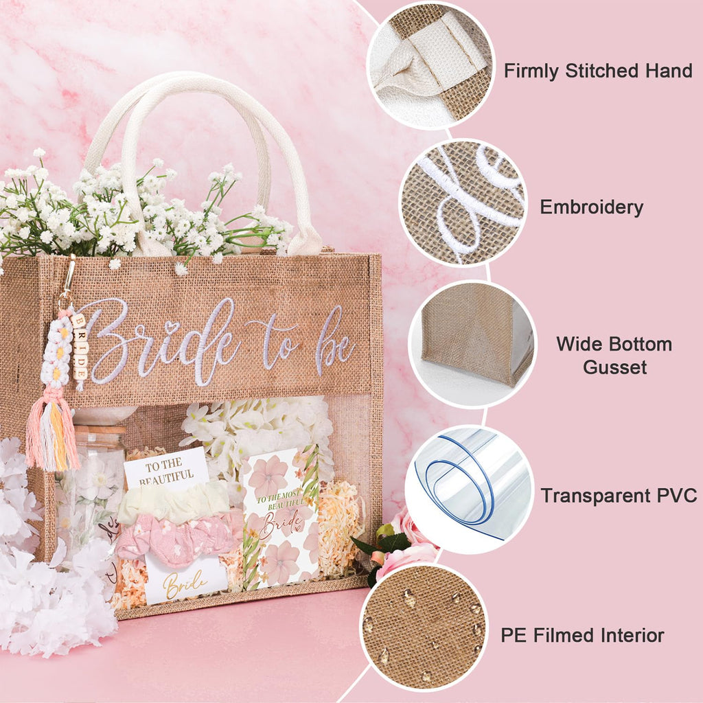 Bridal Shower Gifts for Bride to Be, Bachelorette Gifts Wedding Engagement Gift for Bride, Bridal Tote Bag Glass Cup