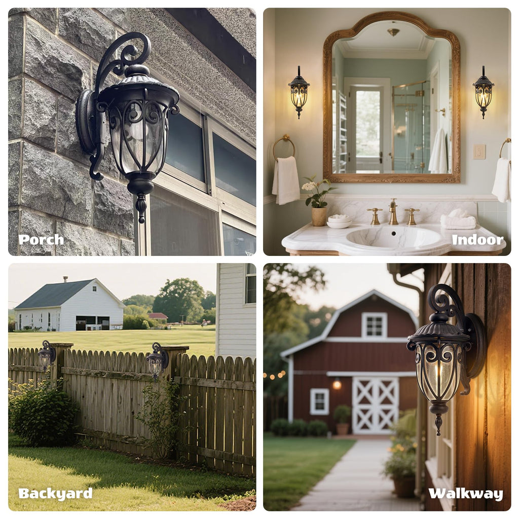 Large Dusk to Dawn Outdoor Wall Light for Garage, 23 Inch Bronze Exterior Wall Lantern Sconce for Porch, Waterproof