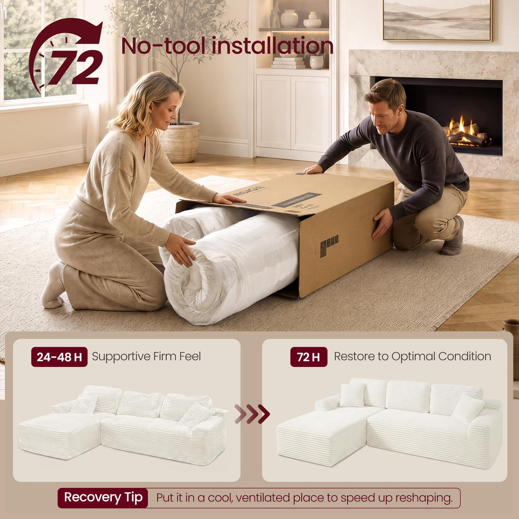 107.9" Cloud Sectional Sofa, Boneless Couch