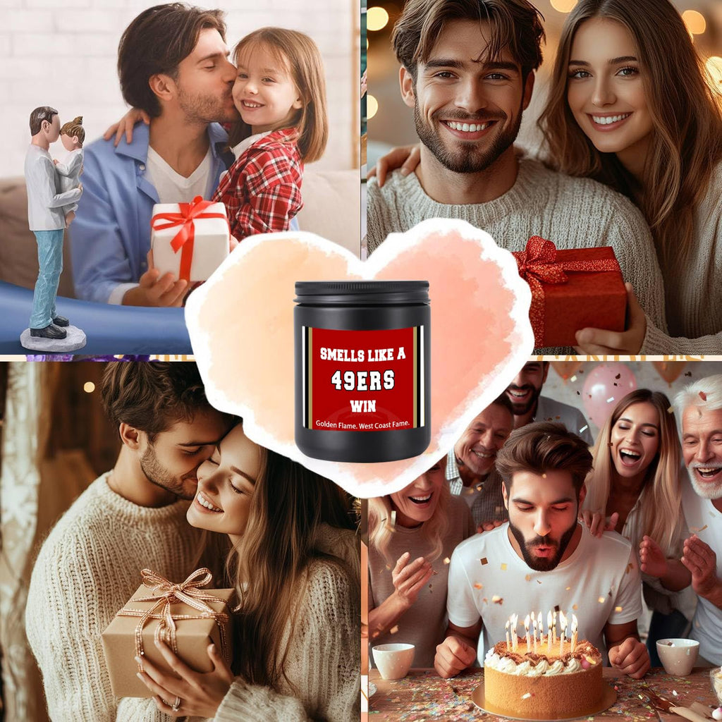 Smells Like A 49ers Win Scented Candle Football Themed Merch Fan Shop Men Women Sport Stuff Gear Decor Accessories