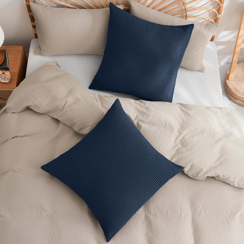 Cotton Waffle Euro Shams 26" x 26", Bright Navy Blue, No Insert