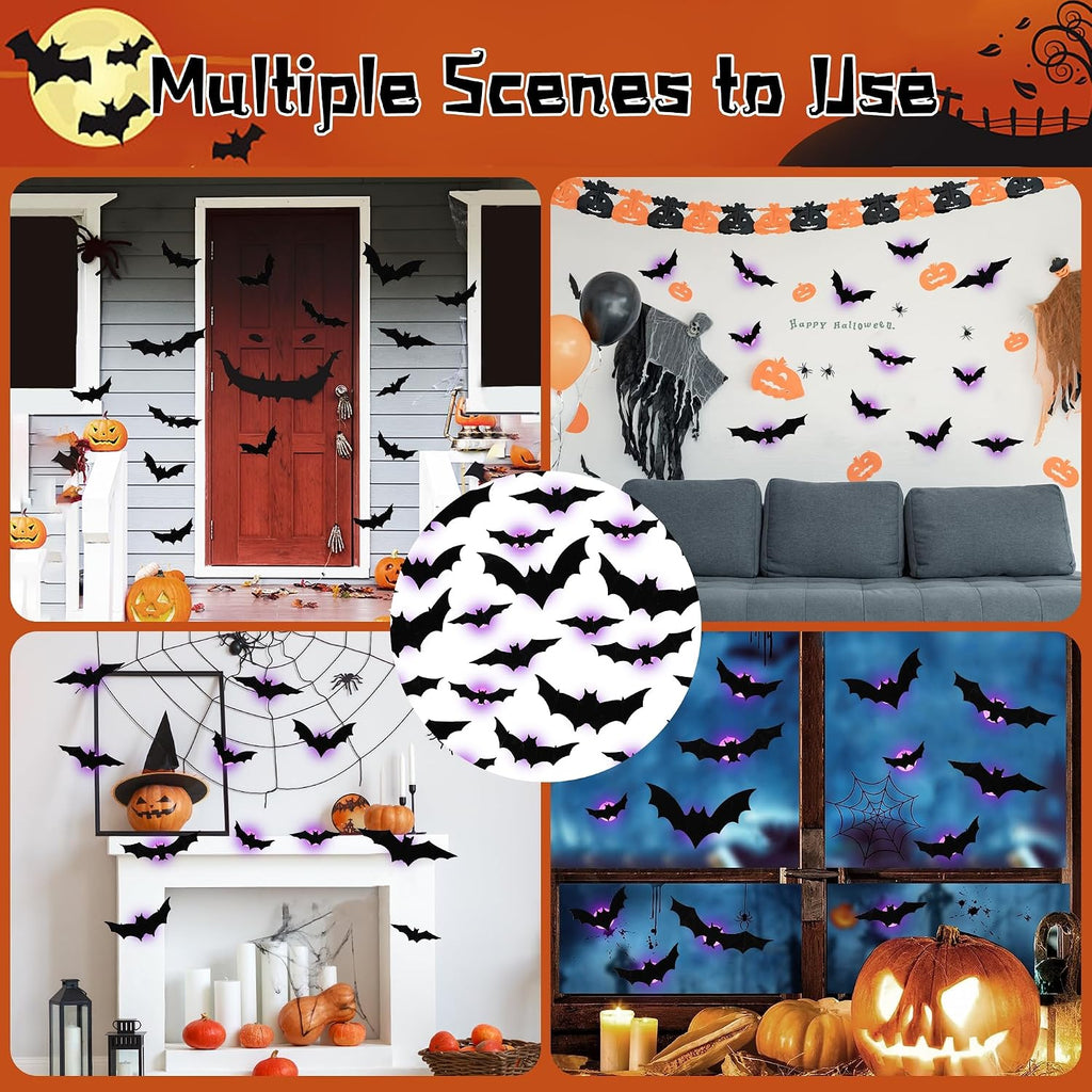 Halloween Bats Wall Decor Halloween Decorations Indoor - Set of 36