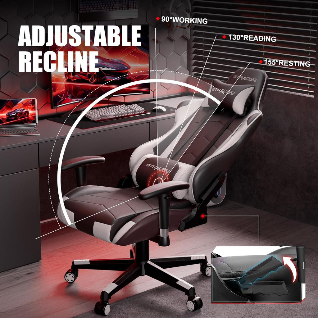 Gaming Chair Racing Office Computer Ergonomic Video Game Chair Backrest and Seat Height Adjustable Swivel Recliner