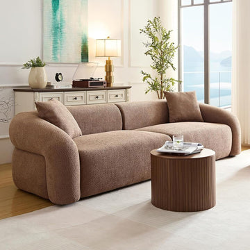 105" Modern Sectional Sofa Couch Curved Sofa Comfy Boucle Couch Cloud Loveseat Couches Oversized 3 Seater Deep Seat