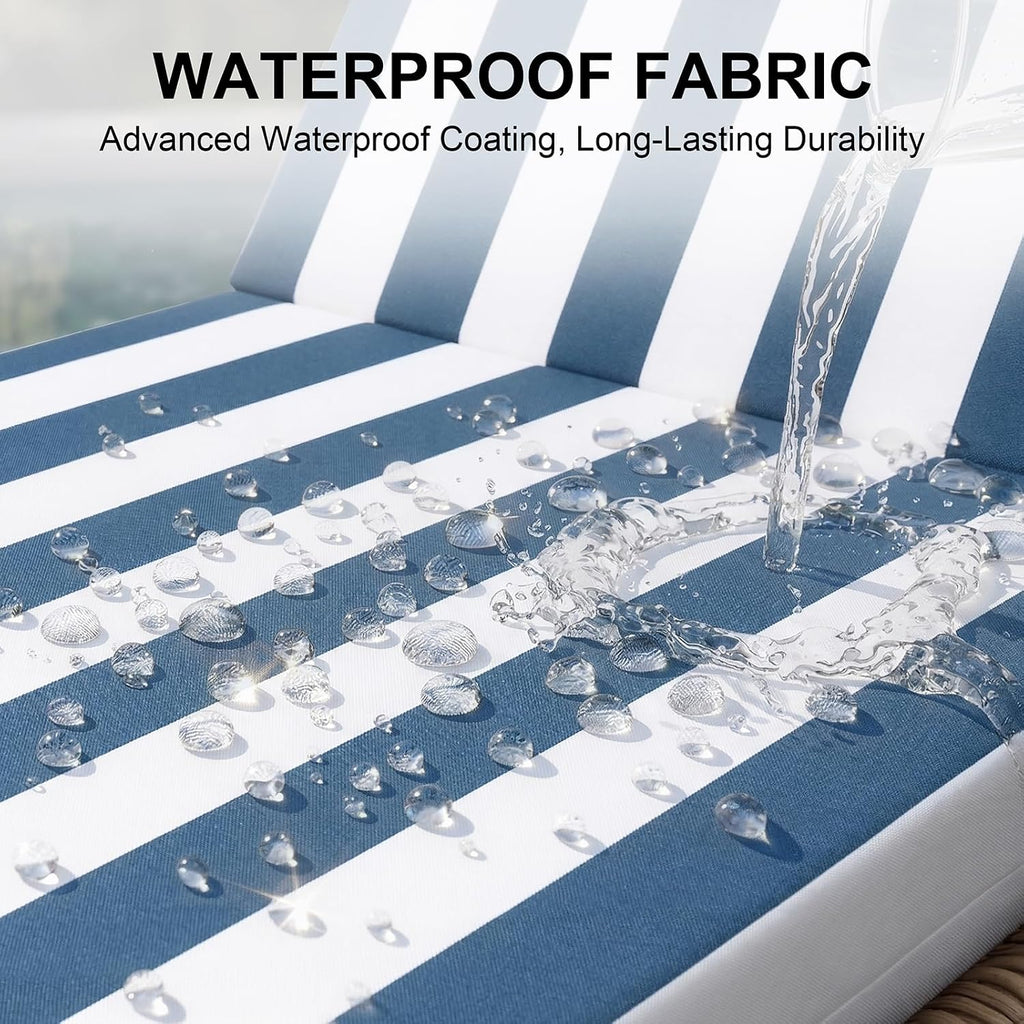 Chaise Lounge Cushions Outdoor Set of 2, 80"x23", Waterproof | Pool Lounge Chair Cushions with Removable Cover, Fade