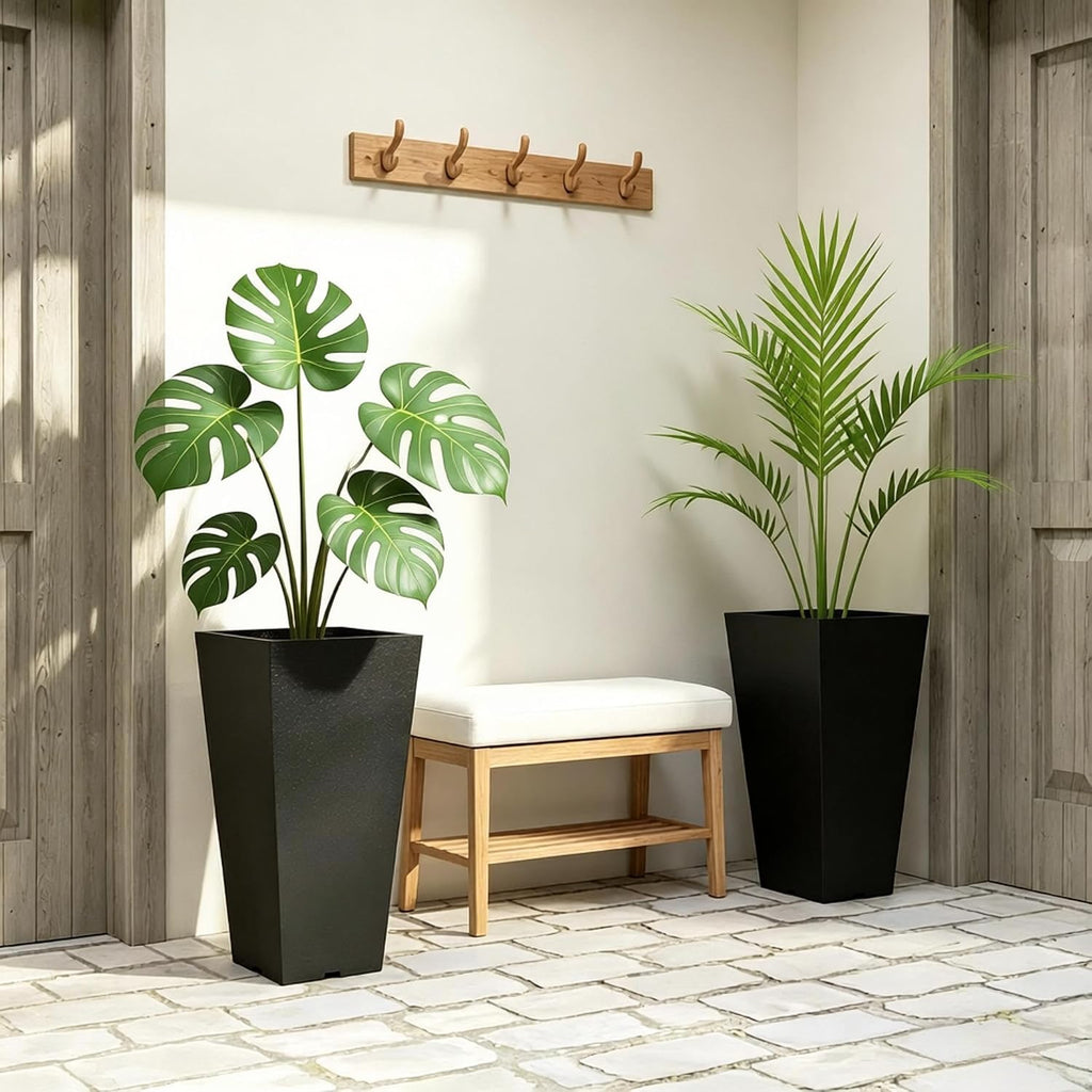 Garden Pots & Planters, Outdoor Tall Planters, Chic Planters for | Set of 2 tall 22.8in planters, durable PP
