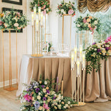 4 Pcs Acrylic Candelabra Centerpieces 35" Tall Clear Candle Holders Pillar Taper Candlestick with Lampshades 5 Arm