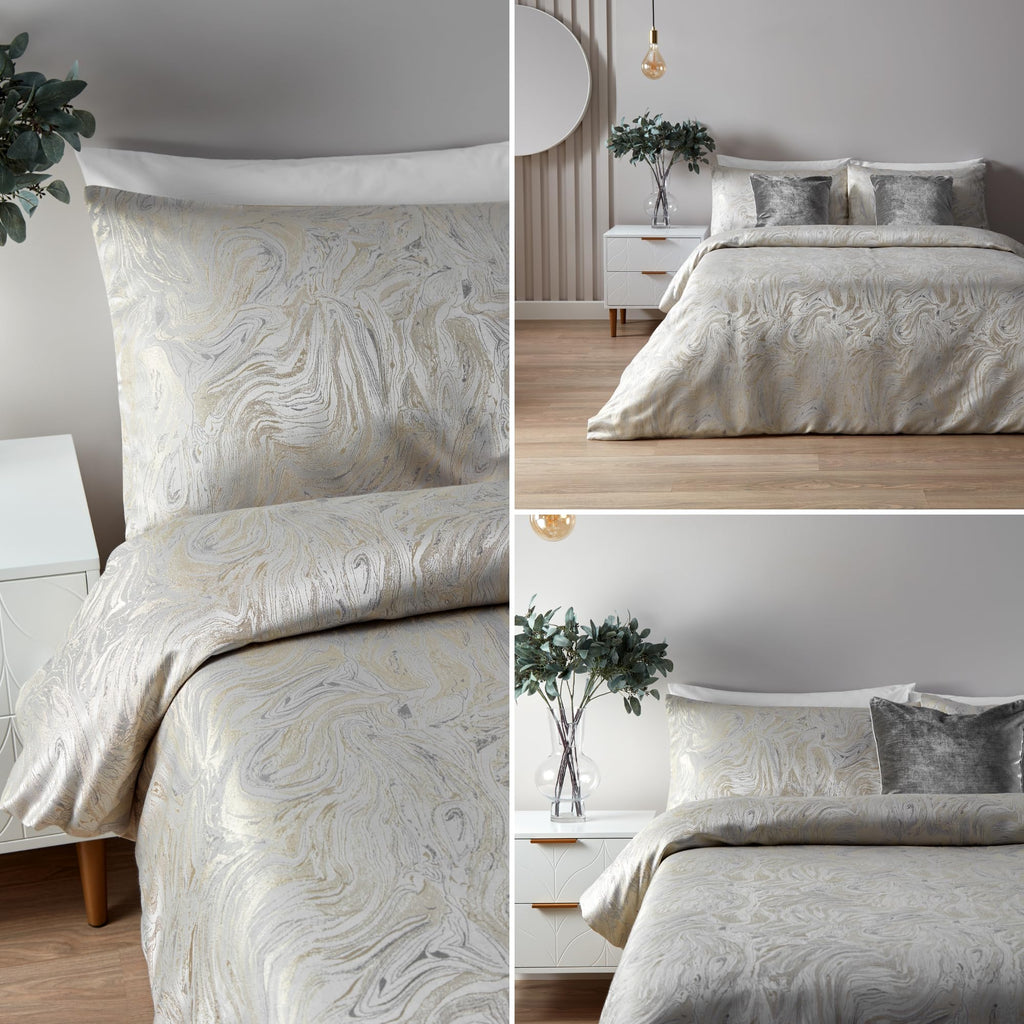 Jacquard Marble Duvet Set (Queen) (Oyster)