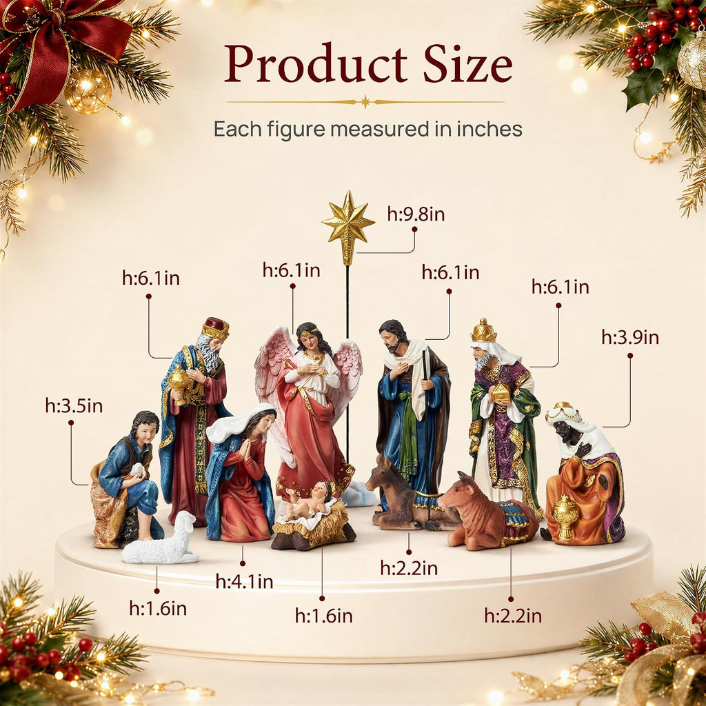 Nativity Sets for Christmas Indoor Set of 13 Pieces 5.9 Inch Tall