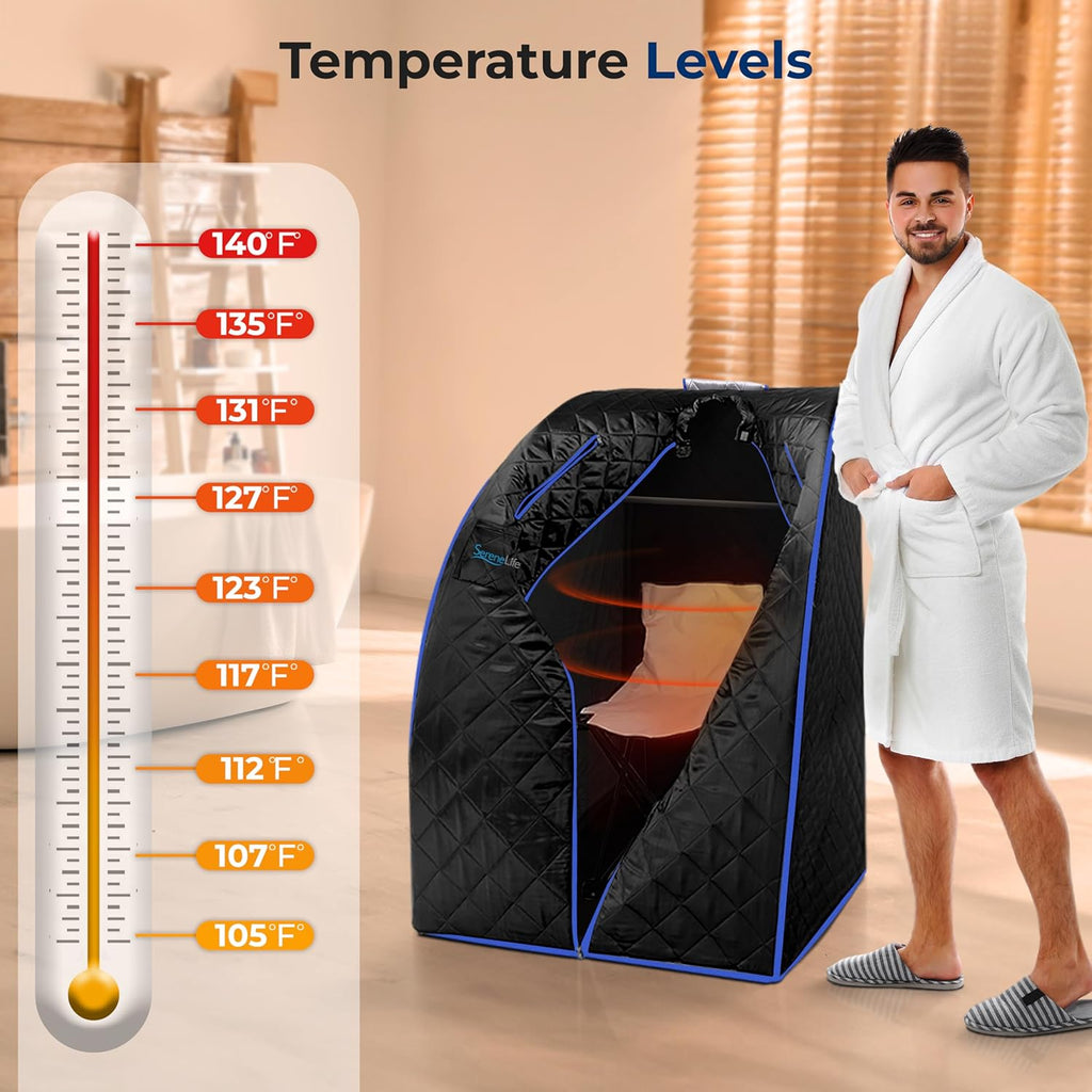 SereneLife Compact & Portable Infrared Steam Sauna, Personal Spa Style Sauna for at-Home Relaxation and Rejuvenation