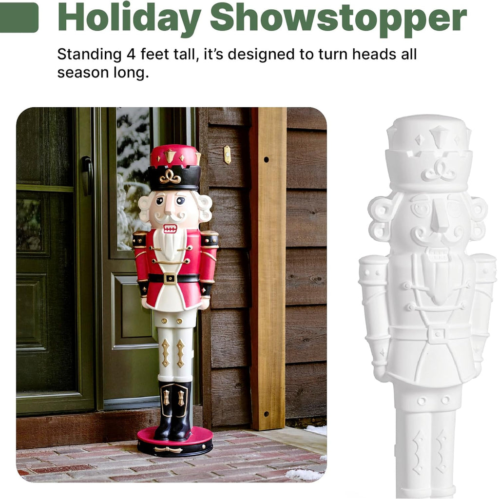 Nutcracker Prince Paintable DIY Holiday Statue, 4-Foot Tall, 2 Pack, White