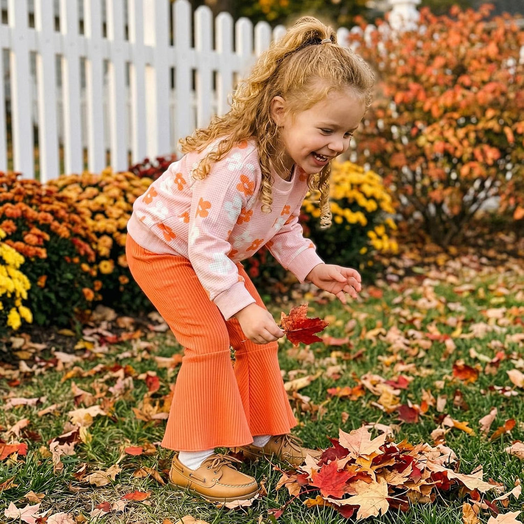 Toddler Girl Clothes Floral Sweatshirt Flare Pants Set