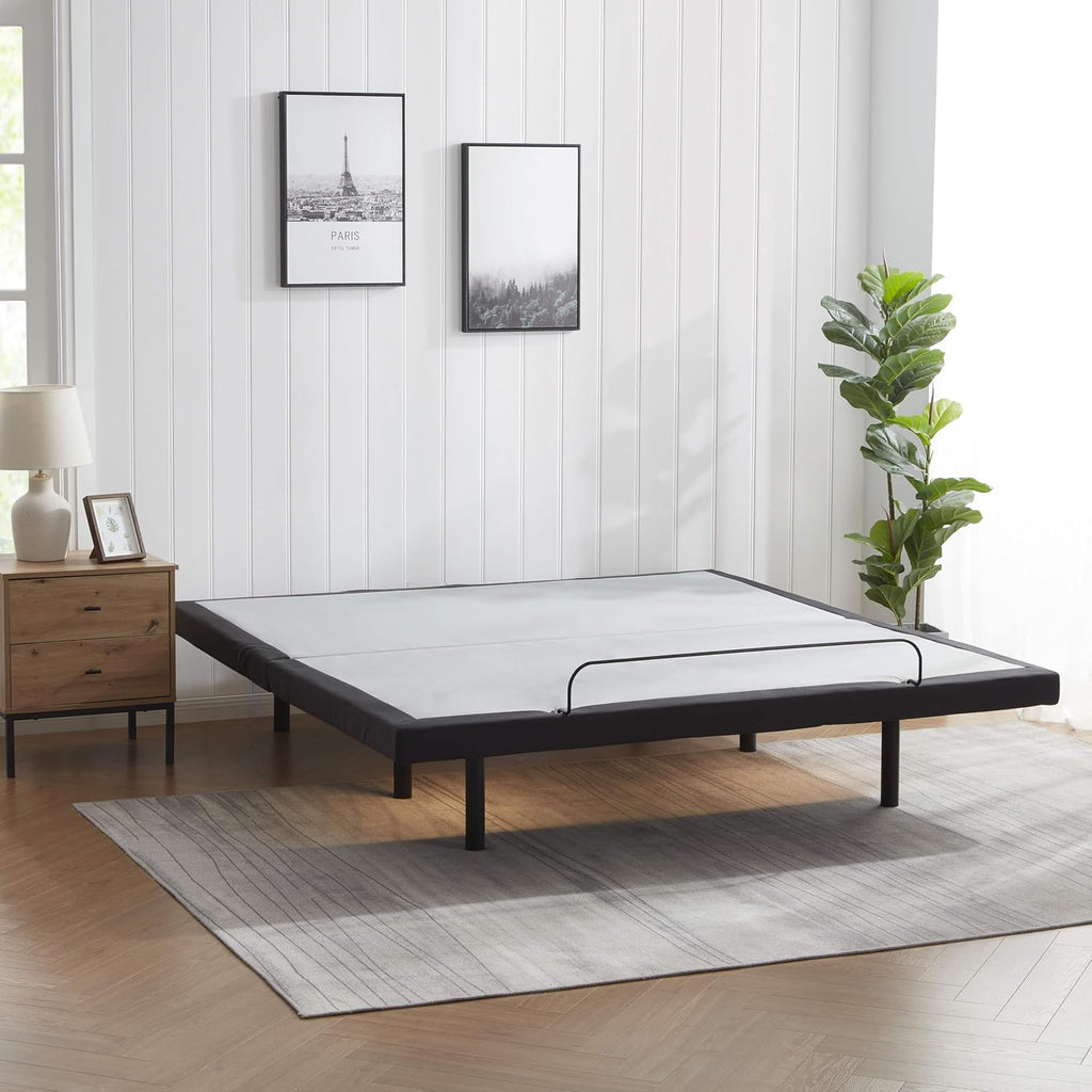 Queen Adjustable Bed Frame with Massage and Wireless Remote, Electric Base with Head and Foot Incline, Zero Gravity