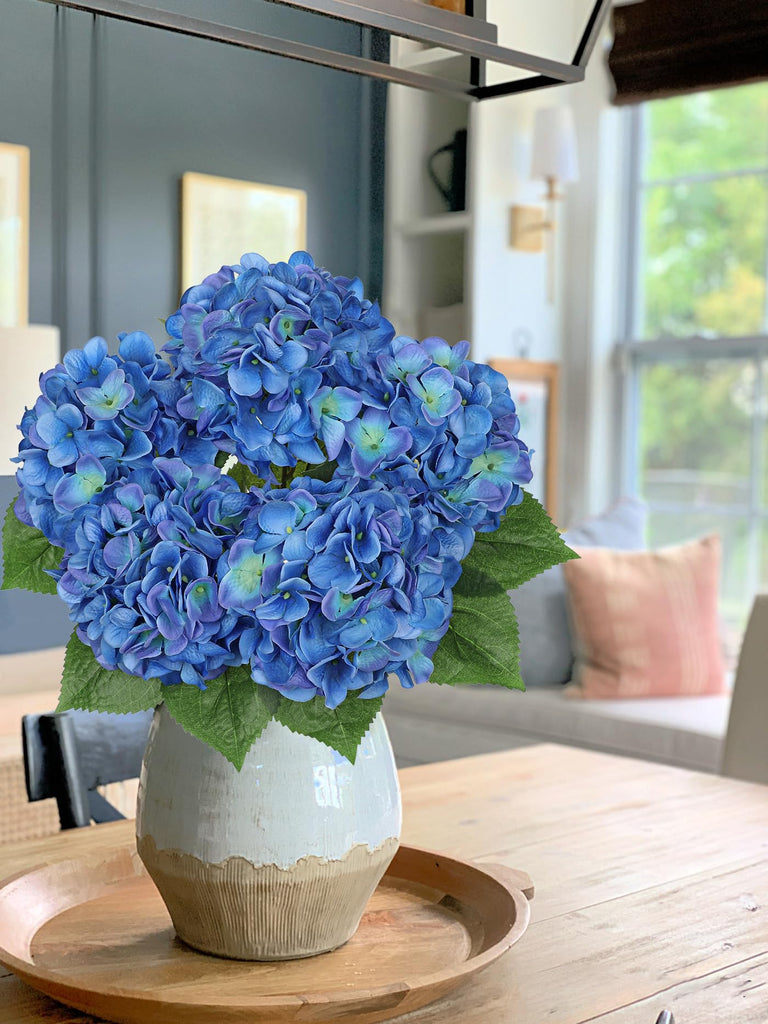 Artificial Large Artificial Dark Blue Hydrangeas Silk Flower Decor Indoor Wedding Flower Bouquets Faux Kitchen
