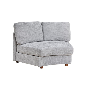 Modern Curved Chenille Armless Seat for Modular Sectional Couch, Grey