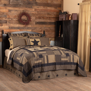Black Check Star, Cotton, 120Wx105L, Luxury Quilt, Black